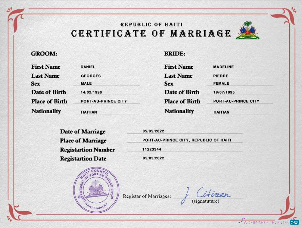 Download Haiti marriage certificate PSD template Photoshop template